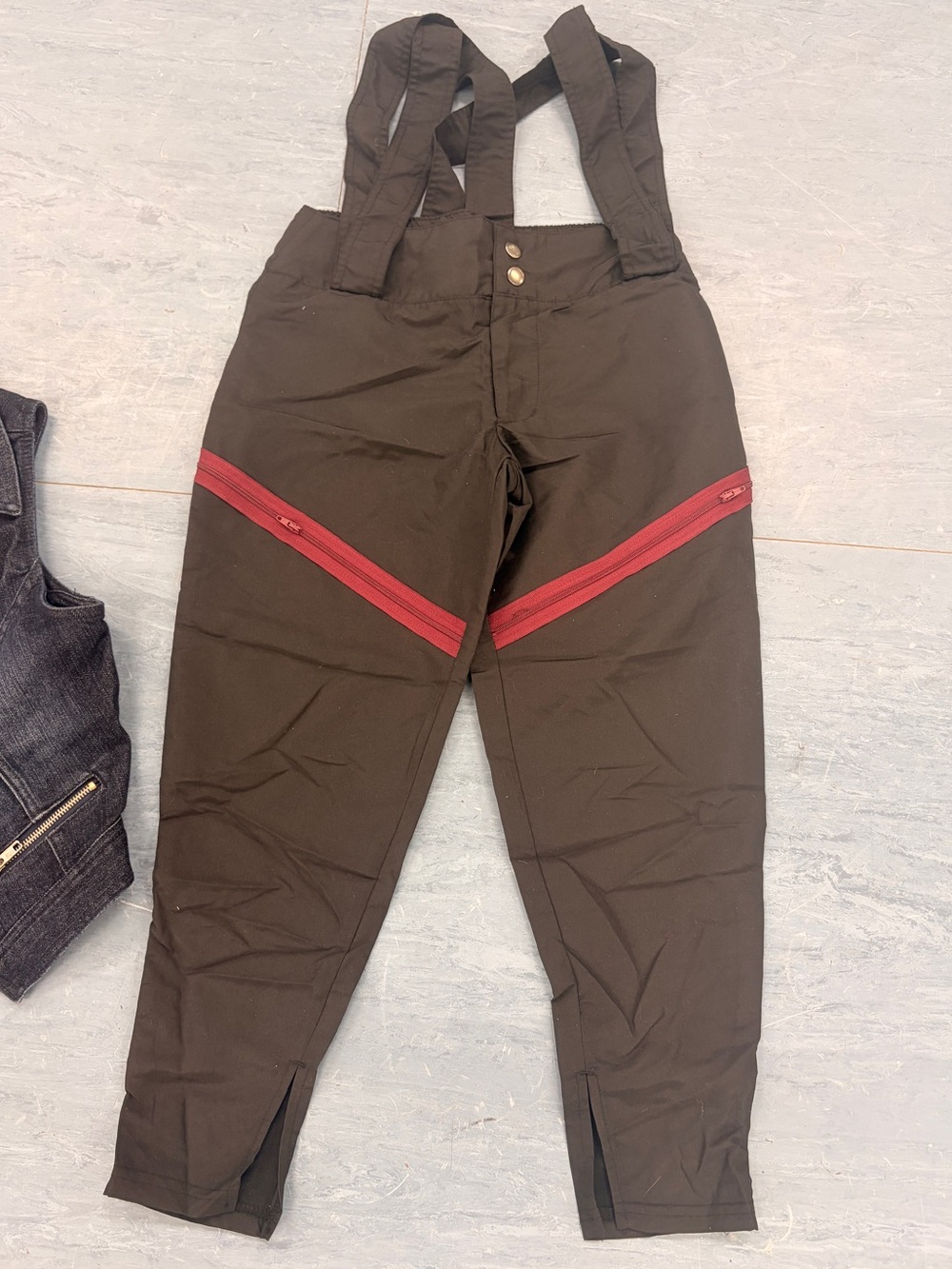 Weissman Black Dance Pants with Red Zip Detail